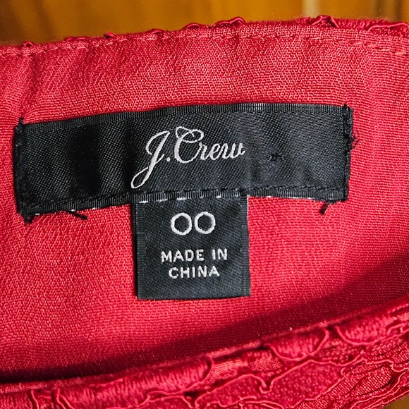 Red J Crew Knee Length Lace Pintucked Pencil Skirt Size 00 - Picture 7 of 9